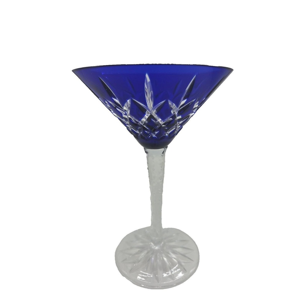 Faberge Odessa Ajka Arabella Cobalt Blue Cut to‎ Clear Crystal Martini Glass